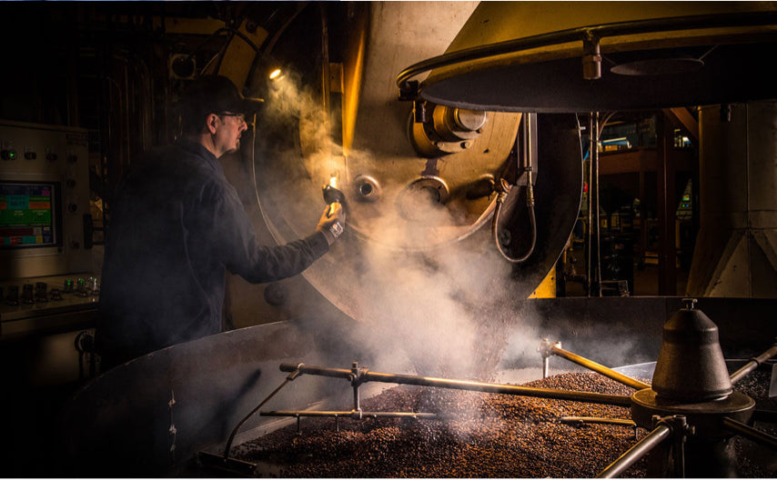 A coffee roaster using machinery