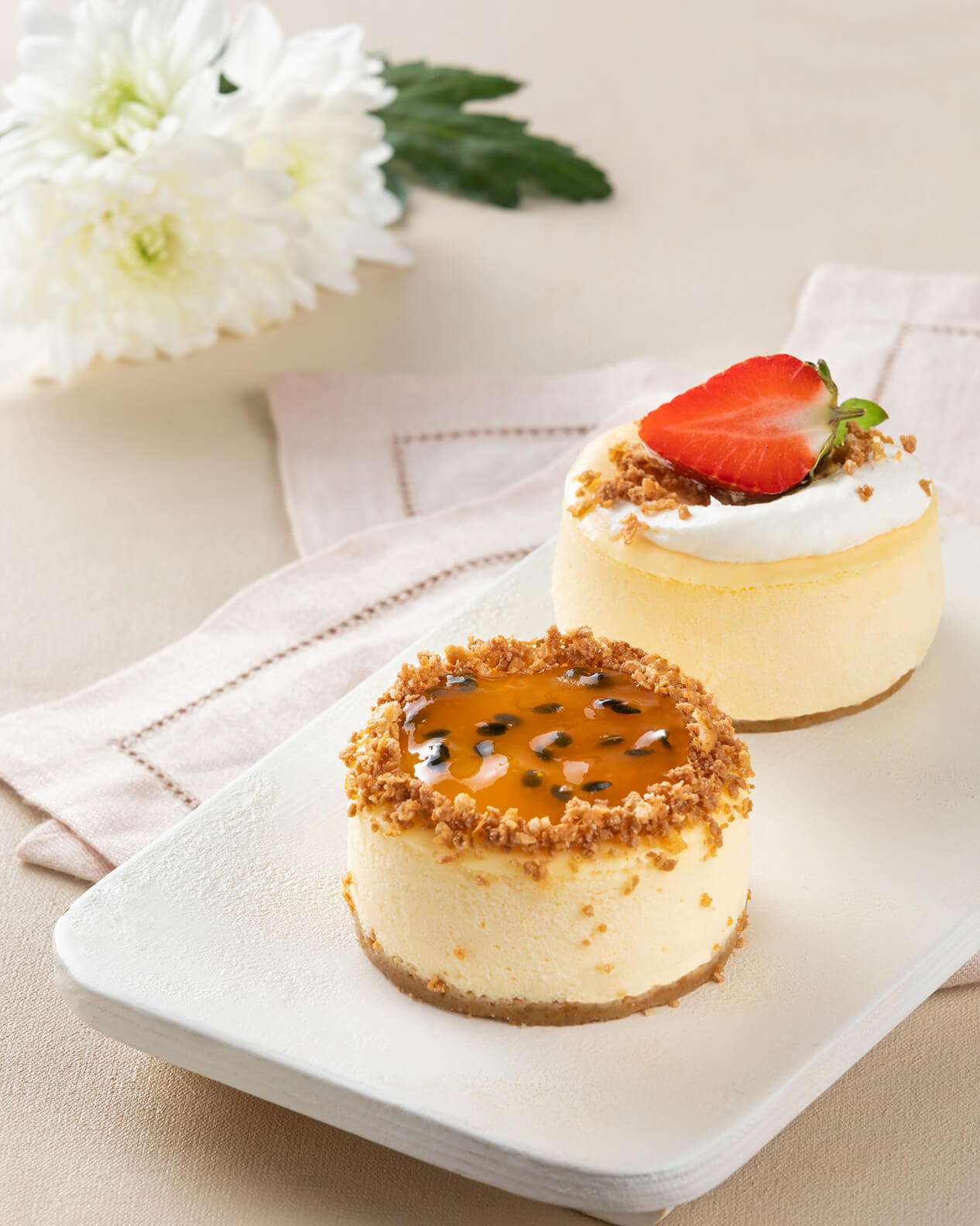 Yuzu Cheesecake with Passion Fruit